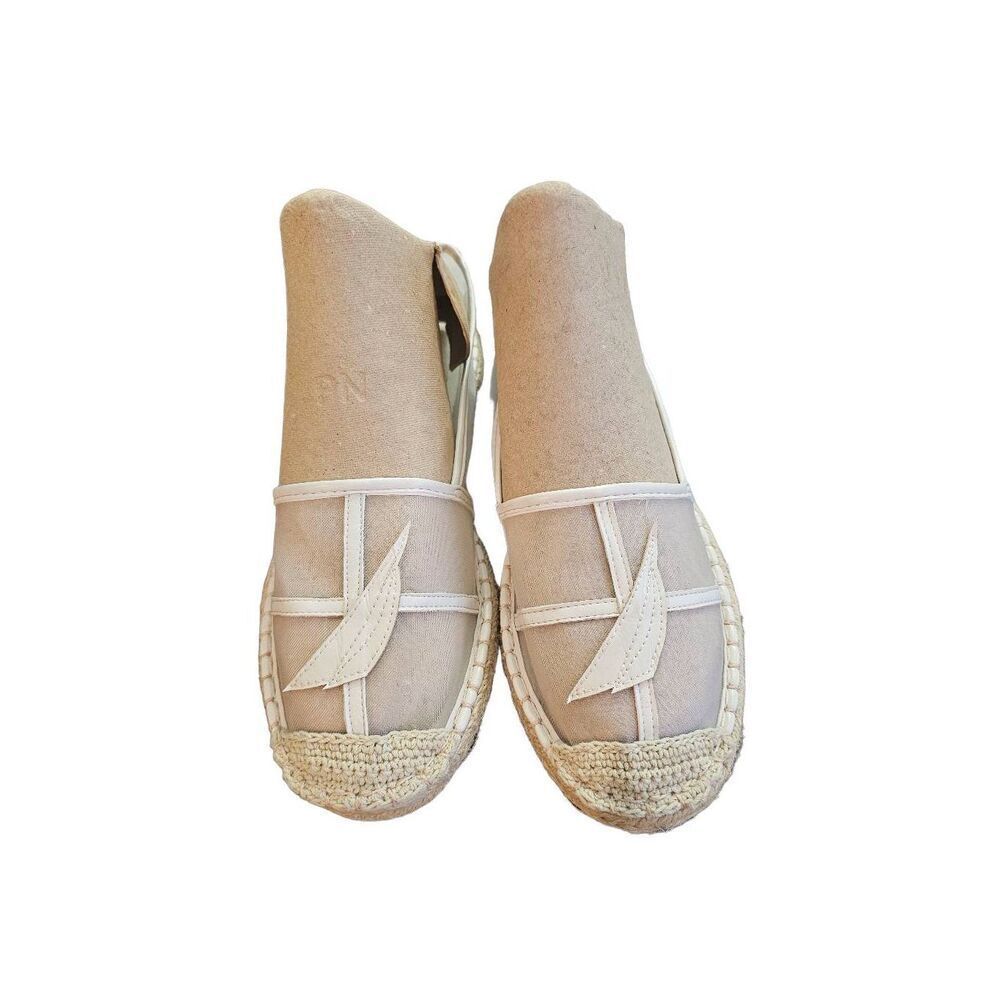 Nautica Off-White Mesh Espadrielles Nautical Flat Slip On Women Size 10 NEW